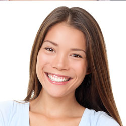 Smiling brown-haired Asian model