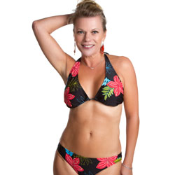 Model in floral bikini